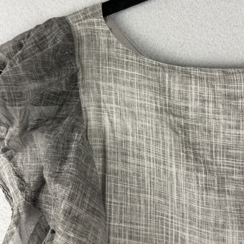 Koch Ruffle Mini Dress Womens Small Taupe Gray Shift Sleeveless Cotton Minimal - Picture 14 of 15